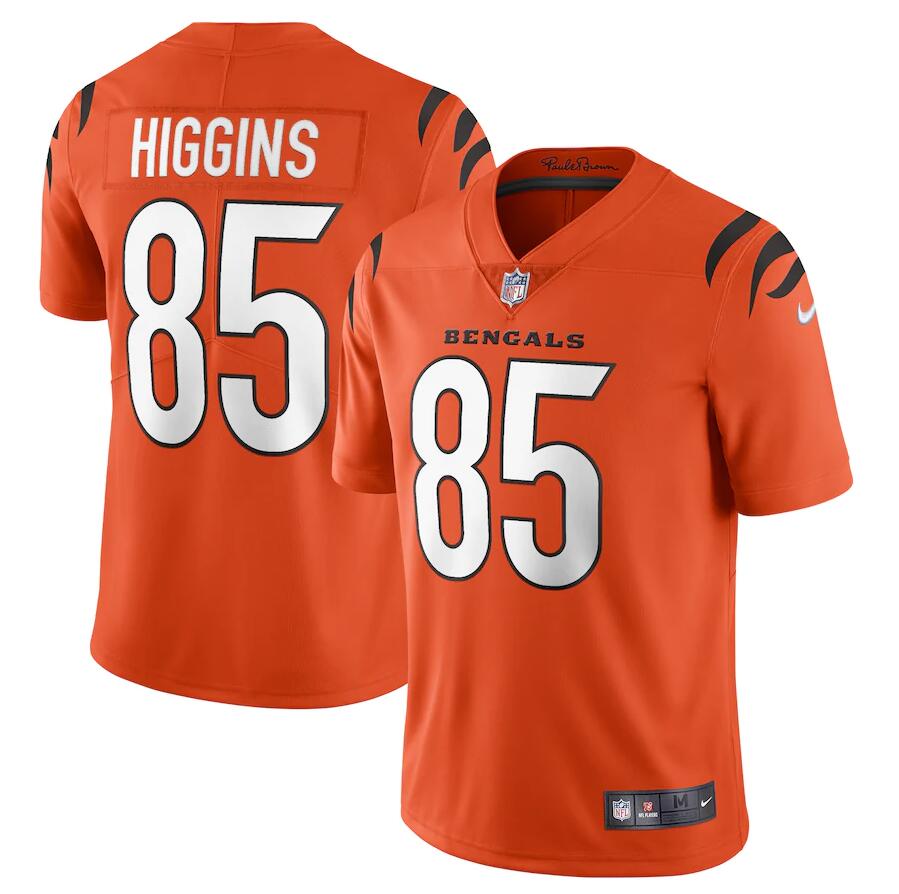 Men Cincinnati Bengals 85 Tee Higgins Nike Orange Alternate Vapor Limited NFL Jersey